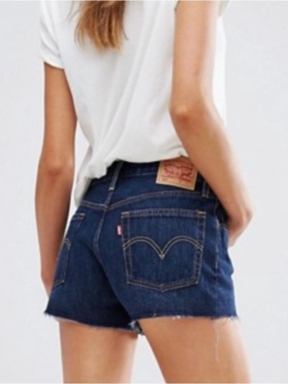 Levi's 501 Red Tab Dark Wash Denim Cut Off Shorts in Women's US Size 31